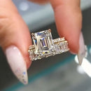 Gorgeous Emerald Cut Wedding Bridal Set In Sterling Silver
