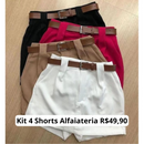 KIT 4 SHORTS ALFAITARIA COM CINTO