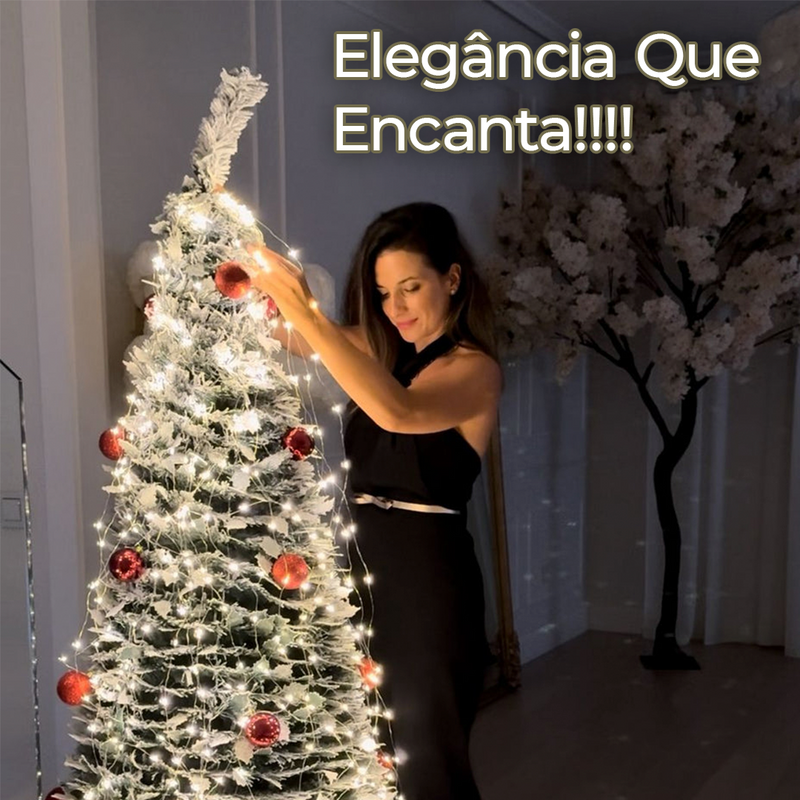 Árvore de Natal Rosé Auto Montável Instantâneo + Pisca Pisca de Natal 10m C/Controle