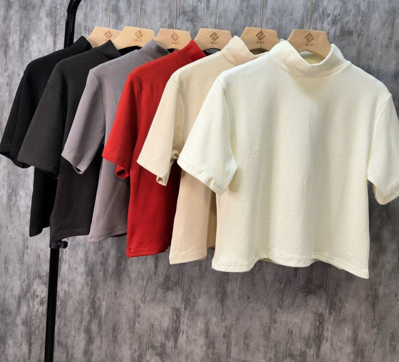 Blusa Manga Curta Canelada