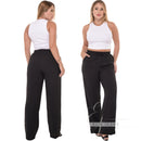 Calça Pantalona Feminina Cintura Alta  Com Bolso Tecido Duna