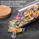 Kit 6 potes de vidro com tampa de bambu herméticos redondos 200ml