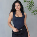 Kit 3 Body Feminino Decote Quadrado Alça Larga Regata Suplex Liso Casual