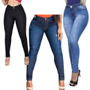 Kit 3 Calças Feminina Cintura Alta Lycra Jeans Com Lycra Elastano Cós Alto Até o Umbigo Modelagem Levanta Bumbum