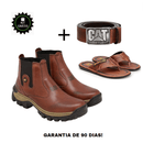 Combo Caterpillar: Botina em Couro + Cinto + Chinelo