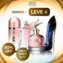 Combo de 4 Perfumes Femininos – Scandal, 212 VIP Rosé, La Vie est Belle e Good Girl