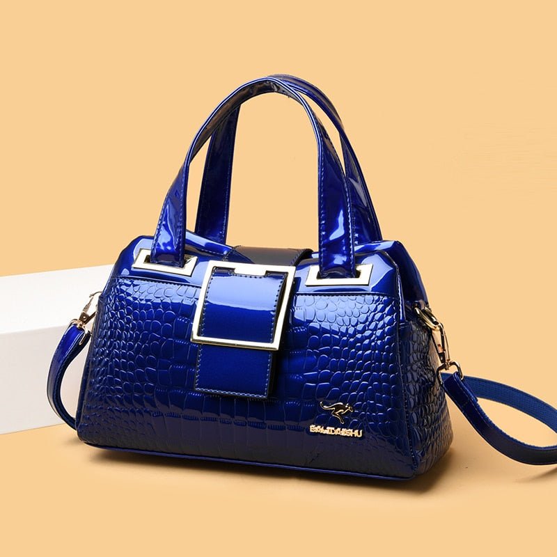 Bolsa em Couro Textura Pele de Crocodilo