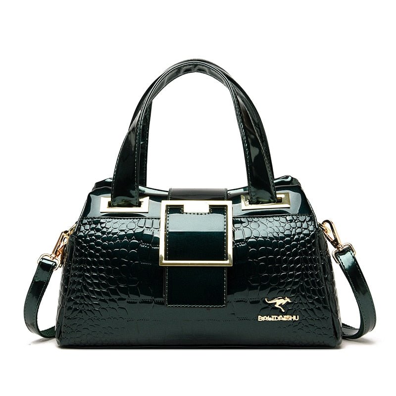 Bolsa em Couro Textura Pele de Crocodilo