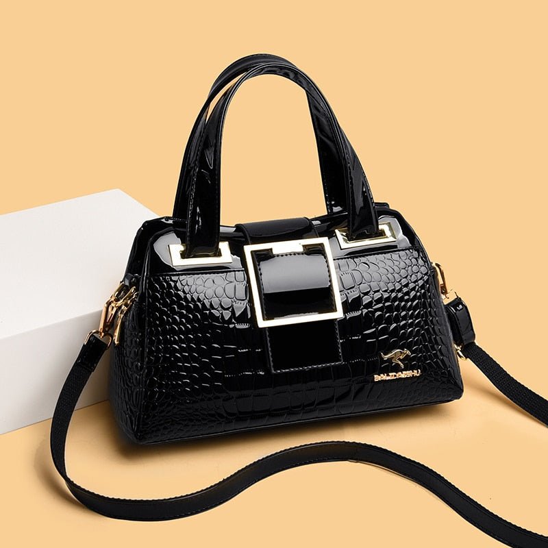 Bolsa em Couro Textura Pele de Crocodilo