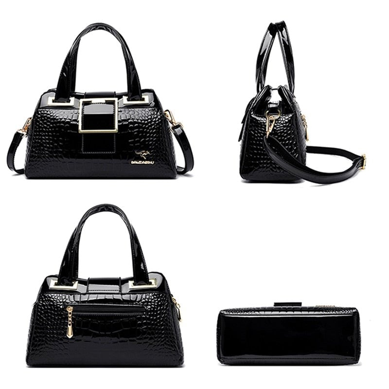 Bolsa em Couro Textura Pele de Crocodilo