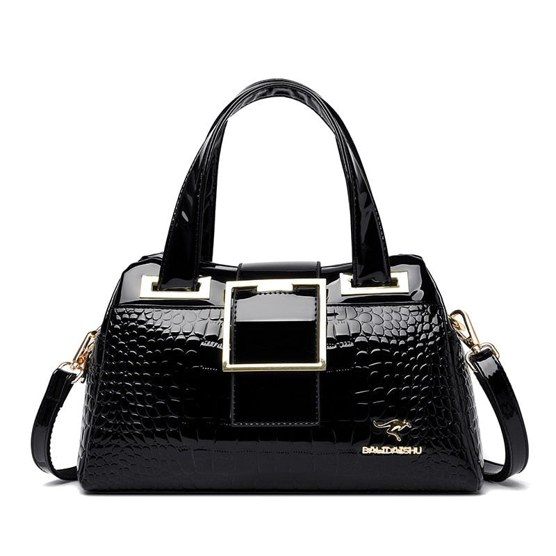 Bolsa em Couro Textura Pele de Crocodilo